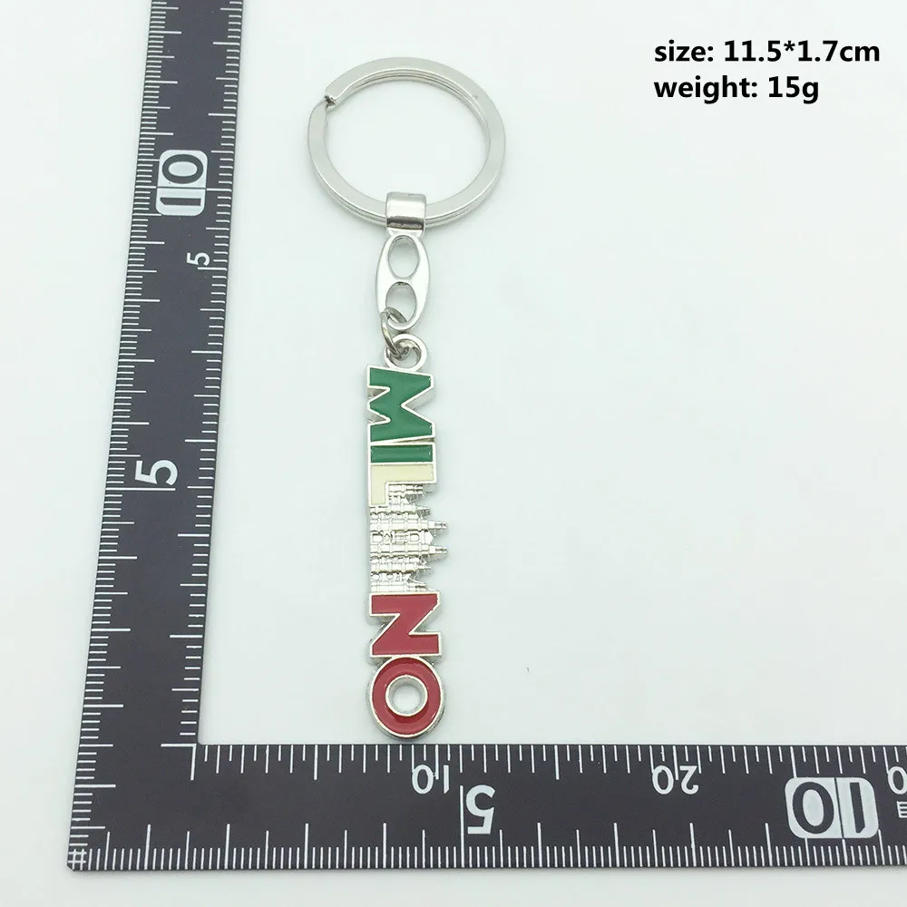 Fashion Tourist Souvenir Metal Bag Decoration Gift Key Chains Alloy Milano Letters Keyring Fancy Keychain Premium