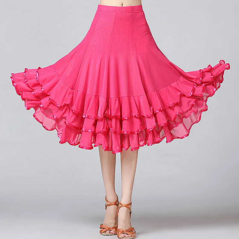 New Lady Ballroom Dance Skirts Female Waltz Modern Dance Skirt Tango Performance Costume National Standard Big Swing Half Skirt