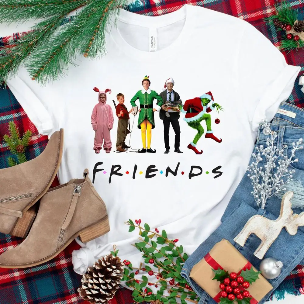 

2022 Christmas tee women safe Xmas Santa Claus wear mask print funny graphic t shirts femme friends t shirt basic tshirt