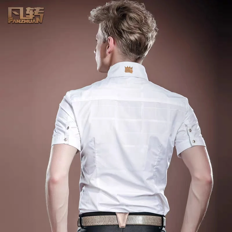 Fanzhuan Free shipping New Summer Men's male Palace short-sleeved summer clothing business slim shirt FASHION white shirt 14314