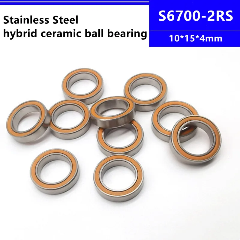 

4pcs/10pcs S6700-2RS 10*15*4mm Stainless Steel Hybrid Ceramic Ball Bearing fishing gear line wheel 10x15x4mm S6700RS