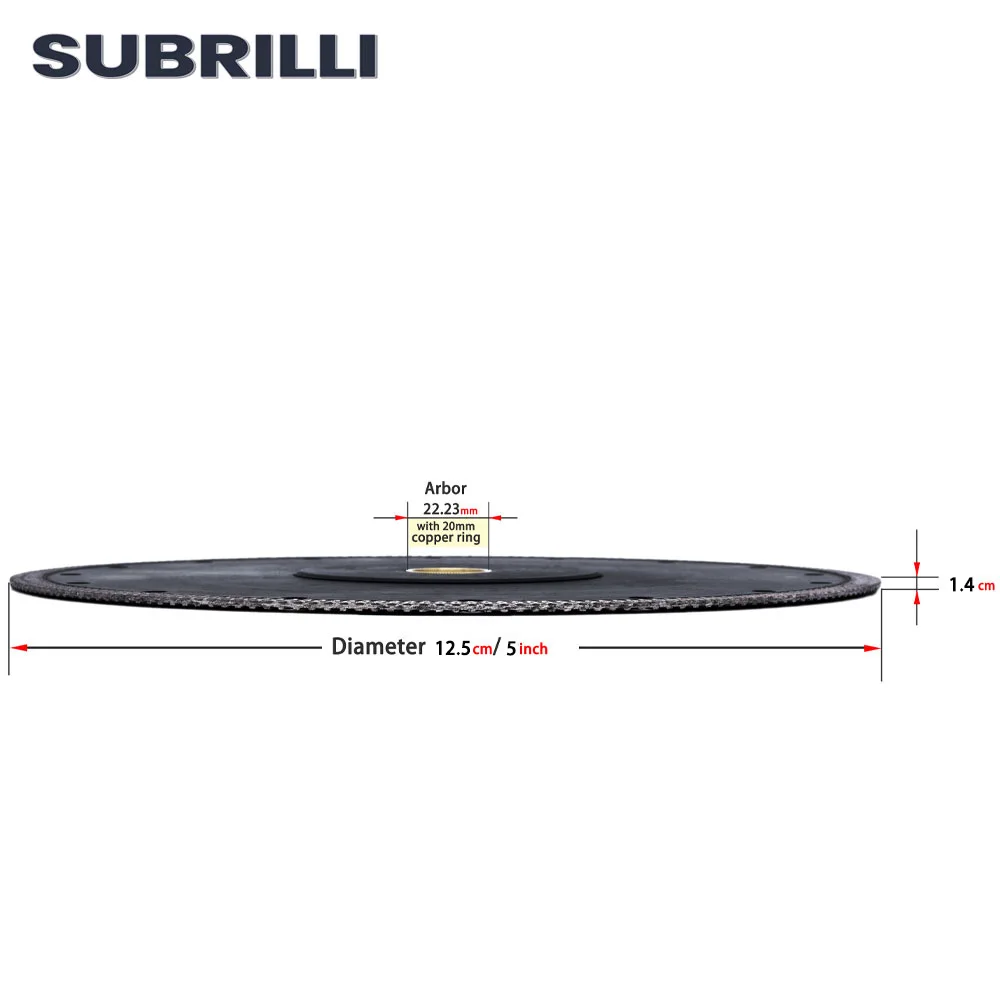 SUBRILLI 5นิ้ว125Mm Diamond Saw Blade สำหรับกระเบื้องเซรามิคหินอ่อนหินแกรนิต Wave สไตล์ตัดเพชรก้าวร้าววงกลม saw