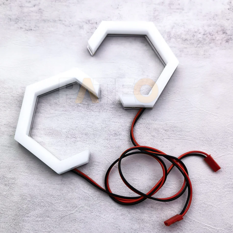 Angel Eyes Hex Halo Rings Retrofit Hexagonal Running Lights LED For Headlight Projector White DRL Tuning Car Lights Accessories