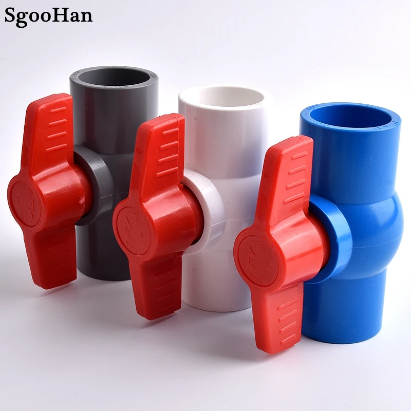 1pc PVC Pipe Flat Socket Ball Valve Coupler Adapter Watering Connectors Garden Irrigation Aquarium Fish Tank Joint I.D 20~110mm