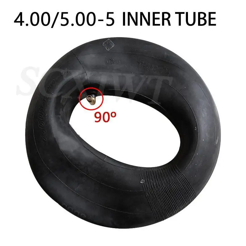 Tubo interno de borracha do tamanho 4.00/5.00-5 com haste da válvula dobrada da roda apto para o tubo bonde 5.00-6 dos pneus do scooter da motocicleta