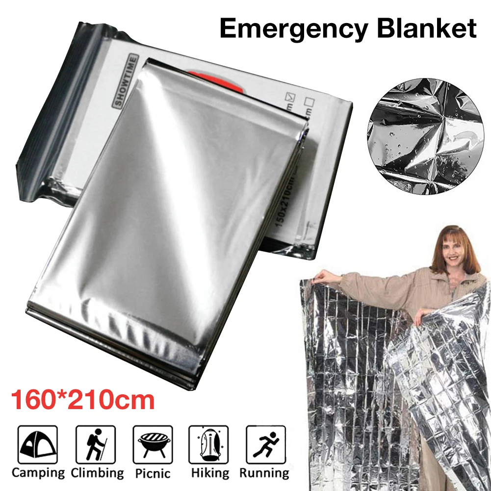 160*210CM Emergency Blanket Tear Resistant Windproof Sun Protection Thermal Insulation Blanket Blanket Hiking Survival First Aid