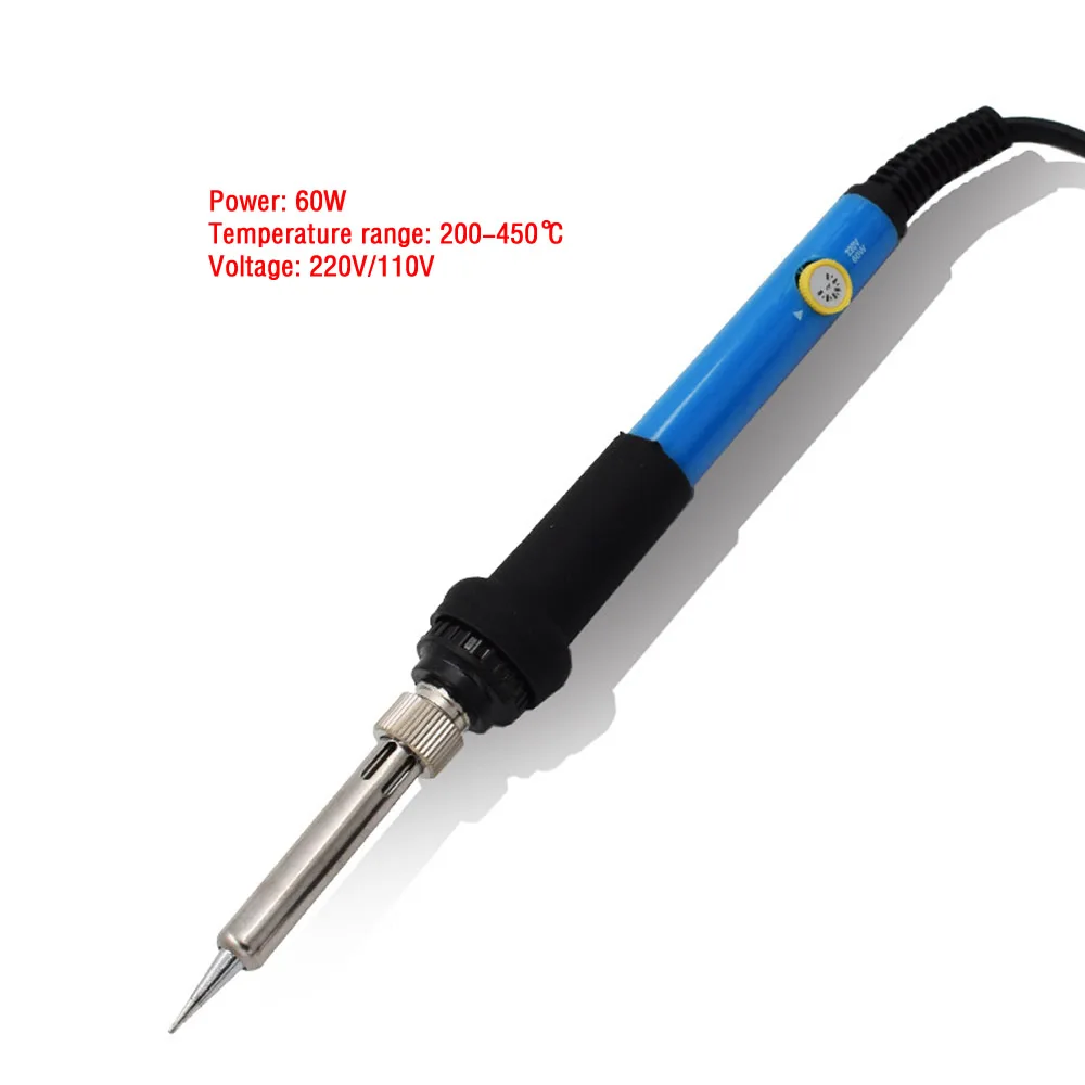 EU UK US Electric Soldering Iron Kits 110V 220V 60W Temperature Adjustable Iron Repair Tools With 5 Iron Tips Solder Wire Stand