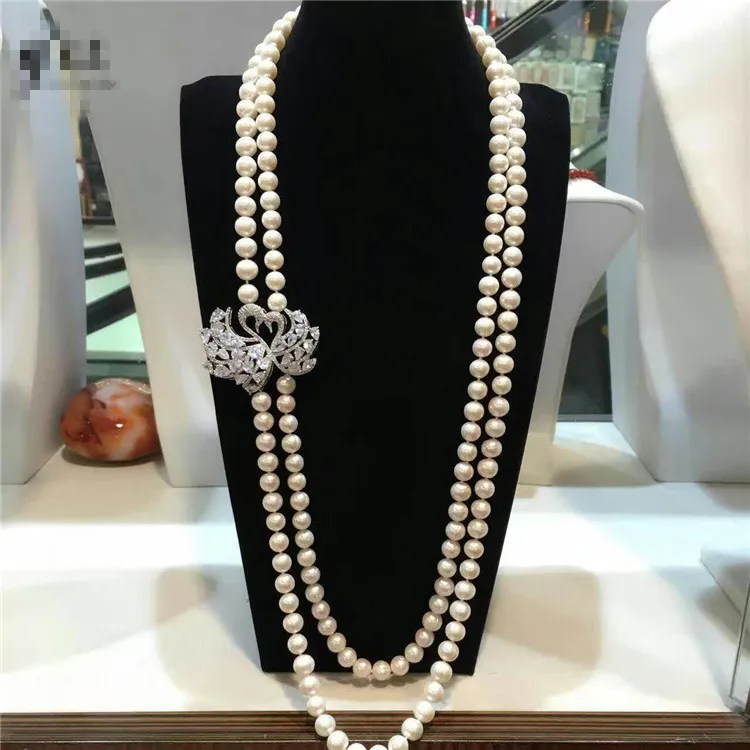 NEW Hot sell European American styles natural 8-9MM white baroque pearl necklace fashion jewelry 30inches