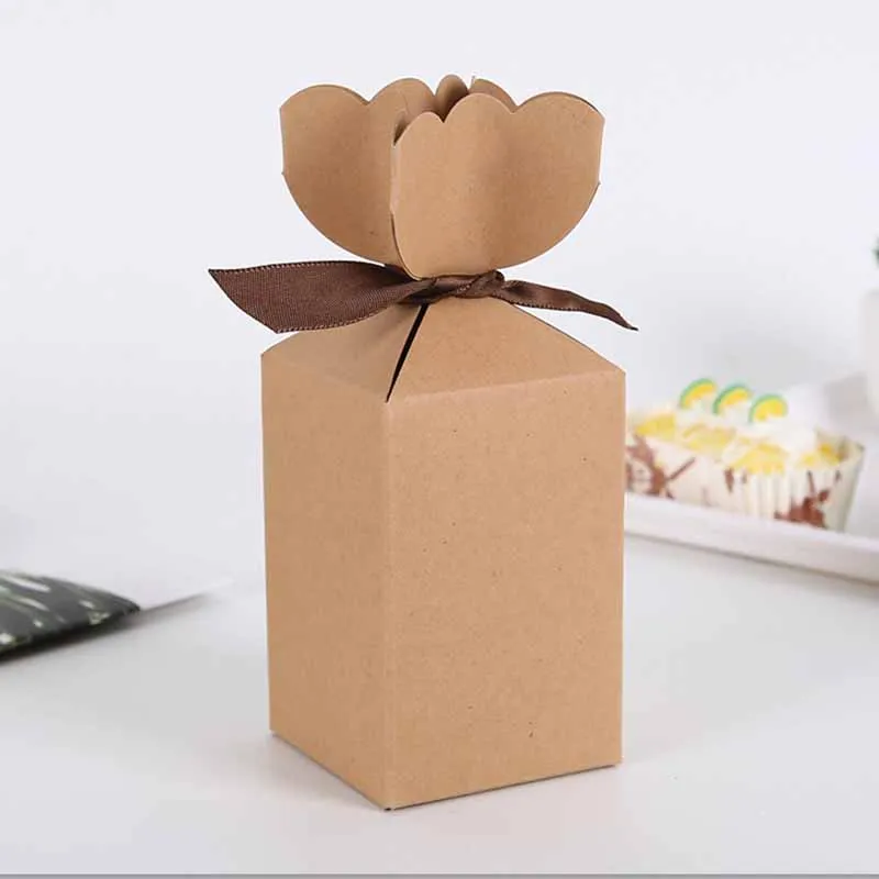 25/50pcs Kraft Paper Package Cardboard Box Vase Candy Box Favor And Gift Birthday Christmas Valentine\'s Party Wedding Decoration