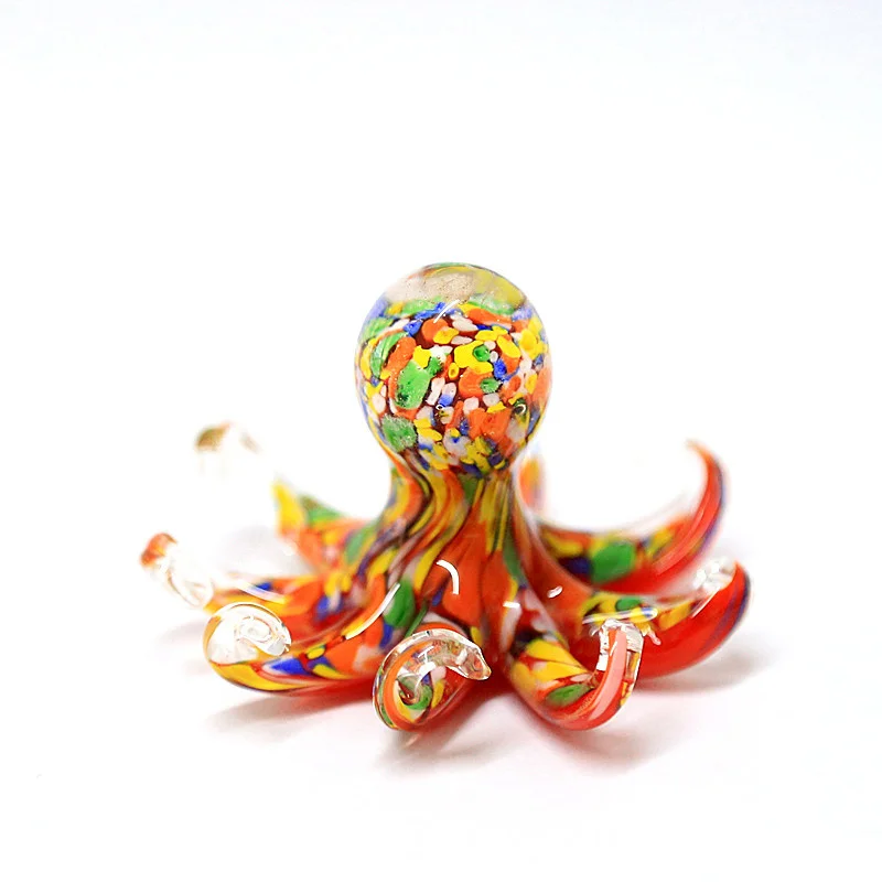 Murano Glass Octopus Art Figurines miniature Rainbow colors handmade cute sea animal crafts Ornaments Aquarium decor accessories