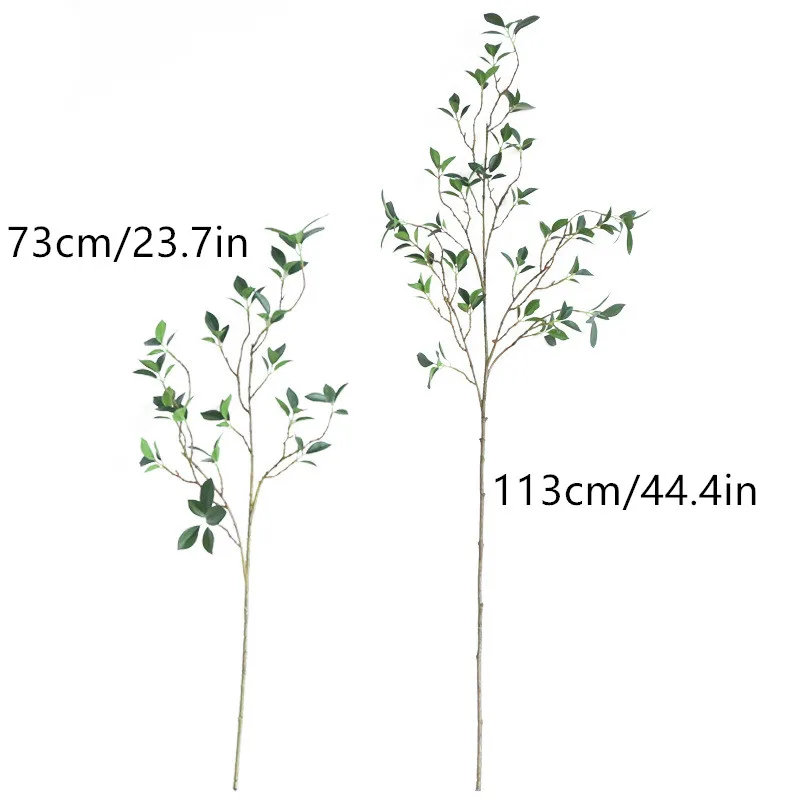 113cm Long Branch Artificial Flowers Plants Luxury Ficus Tree Branch Fake Green Plants Room Home Wedding Decoration Photo Props