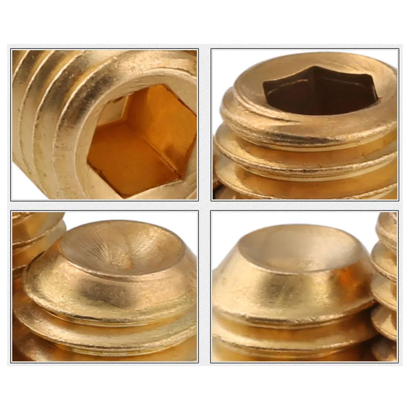 M2 M2.5 M3 M4 M5 M6 M8 M10 M12 Brass Hexagon Socket Concave end Set Screws With Cup Point Grub Headless Socket Head Screw Bolts