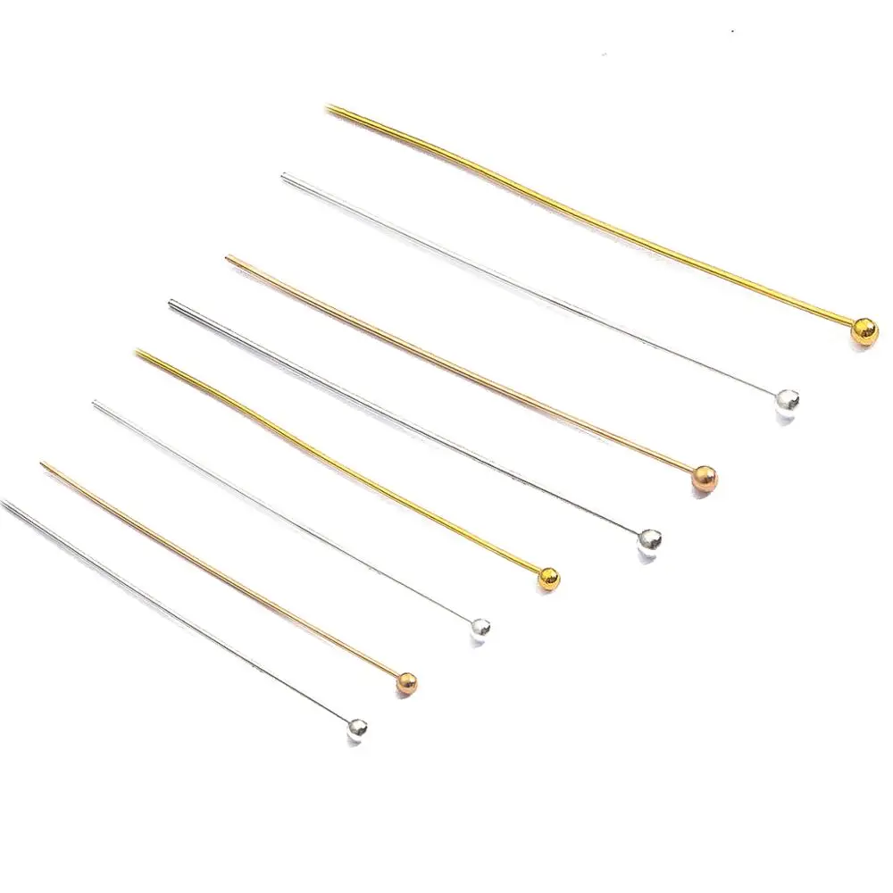 200pcs Gold Silver Color Metal Ball Head Pins For Diy Jewelry Making Head pins Findings Dia 0.5mm 16 20 25 30 40 50 mm Supplies