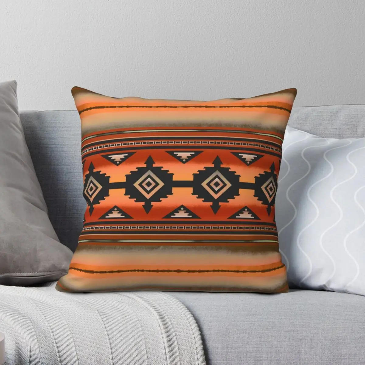 Canyon Navajo Rust Pillowcase Polyester Linen Velvet Printed Zip Decor Home Cushion Cover