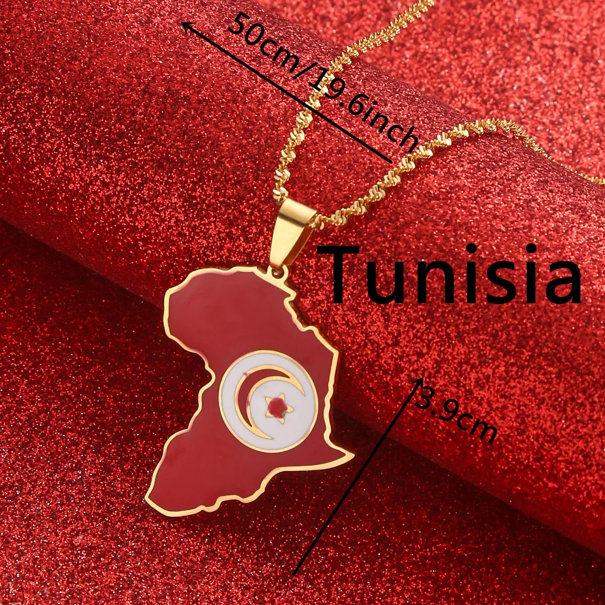 Africa Map & Tunisia Map Pendant Necklaces Silver Color Gold Color Jewelry Map Tunisia Gift