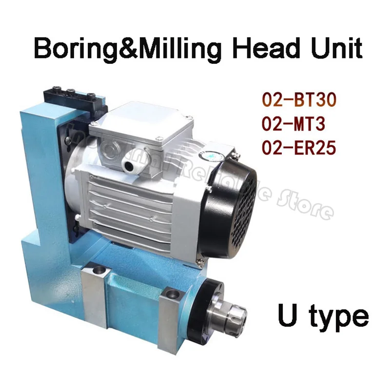 MT3 BT30 ER25 Spindle Unit Power Head 3000rpm 8000rpm with 370W Induction Motor V-belt Drive for CNC Drilling Milling Engraving