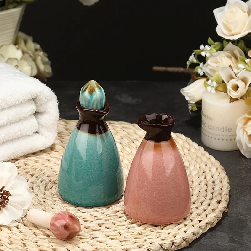 Essential Oil Bottle Beauty Salon 80ml Scented Bottle Decorate Ceramic Aromatherapy Cosmetic Jar Multicolor Home Decor Bottle