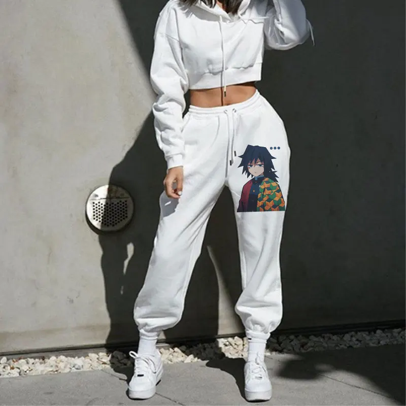 

Demon Slayer Print Pants Harajuku Oversize Sweatpants Autumn Women Kimetsu No Yaiba Funny High Waist Pants Anime Trousers Female