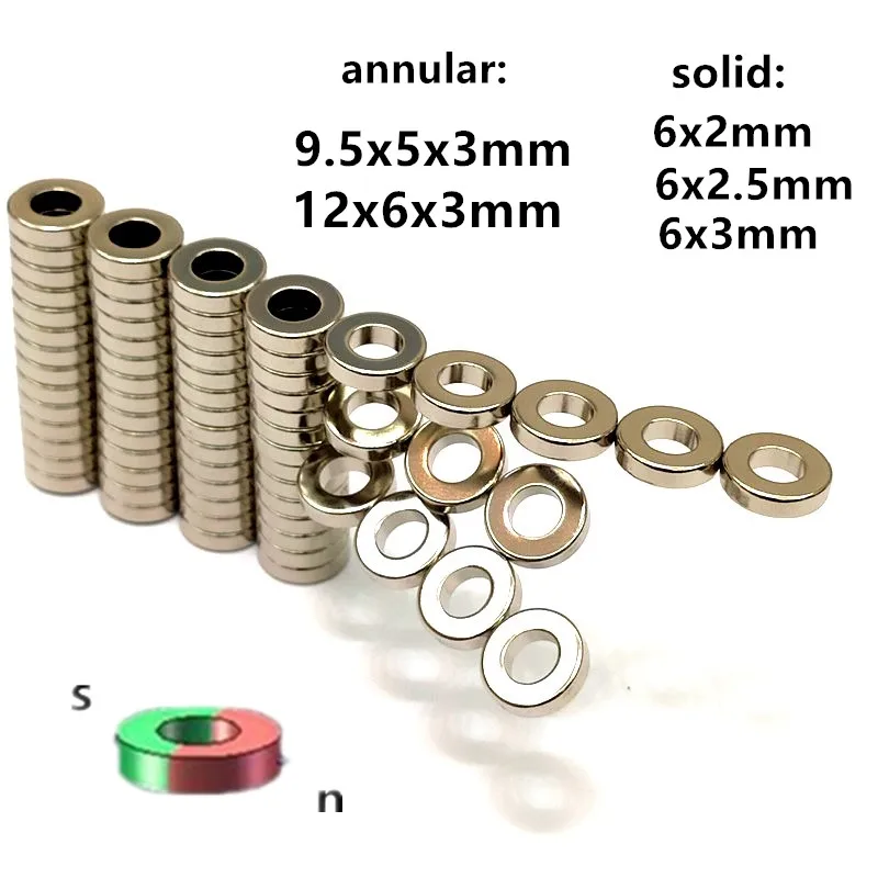 

5-10PCS solid/hollow magnet encoder AS5048a AS5600 Gimbal motor strong magnetic ring standard 6X2.5/9.5X5X3/12X6X3mm/6x2/6x3 mm