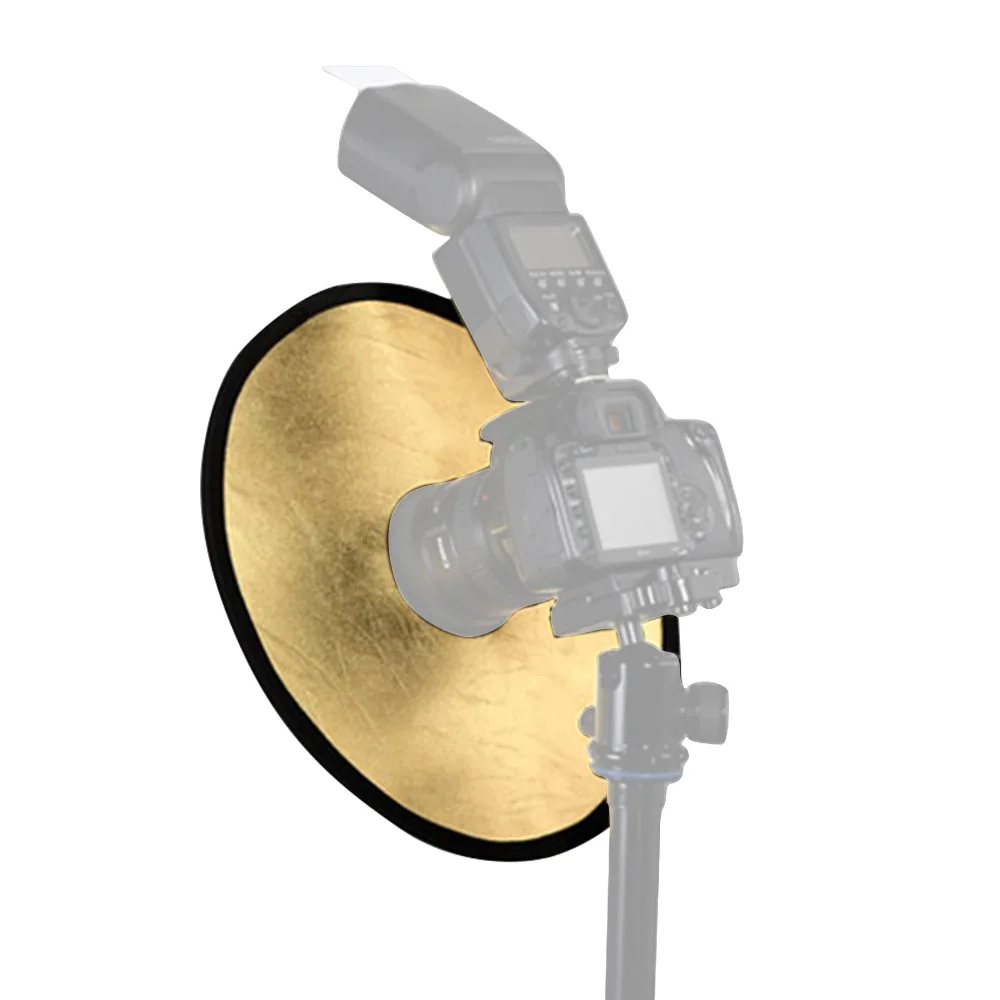 2in1 30 سنتيمتر الذهب الفضة المحمولة للطي عاكس DSLR كاميرا اكسسوارات فلاش الناشر سوفت بوكس التصوير عاكس مع ثقب