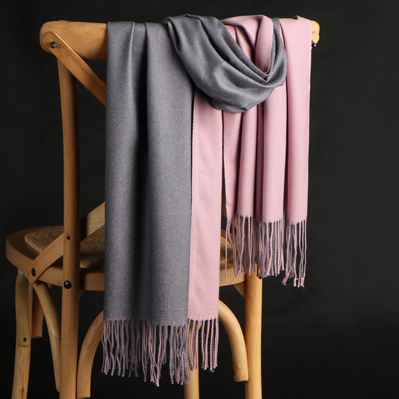 

Oversized Brushed Shawl 2019 Winter New Women Double-face Scarf Ladys Thickening Edging Pashmina Cashmere Shawl Scarves Warp