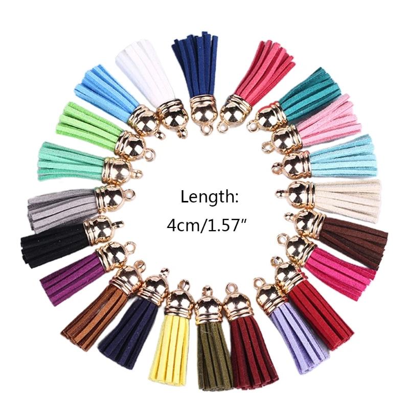 20 Pcs 4cm Tassels Pendants Multi Colors Faux Suede Leather DIY Crafts Accessory