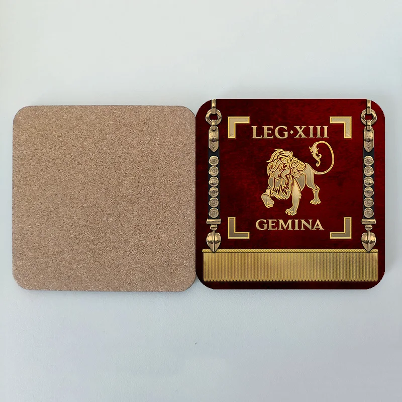 8 pcs Roman legionary emblem wooden coffee cup pad Party sign Student Union Brotherhood beer Mark coaster decorative tea mat S2