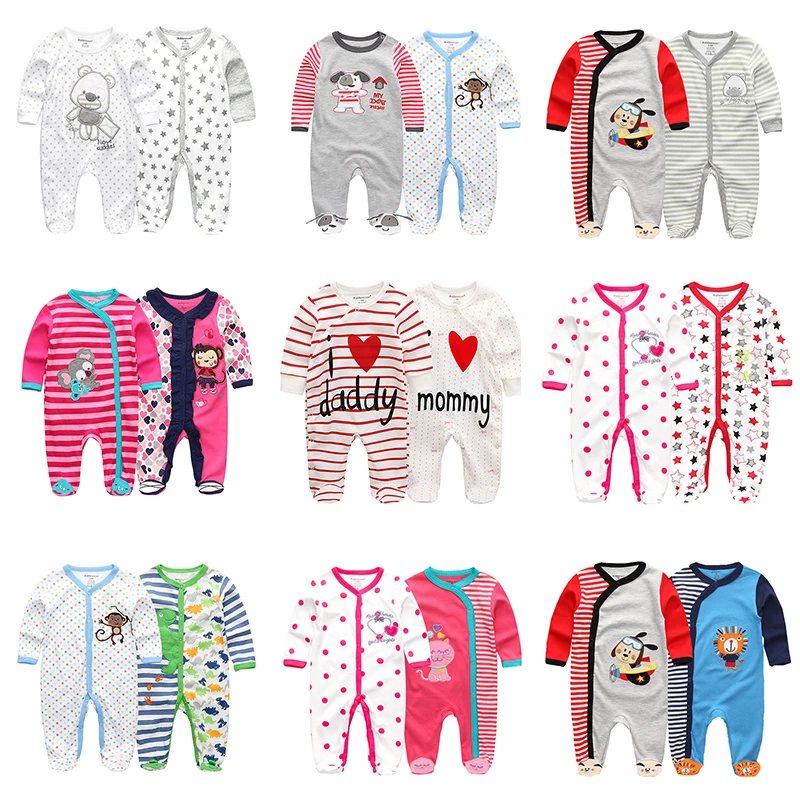 Newborn Pajamas 1/2Pcs Baby Girl Romper Long Sleeve Infant Sleeper Cartoon Print Toddler Boy Clothes 100% Cotton Bebe Onsies