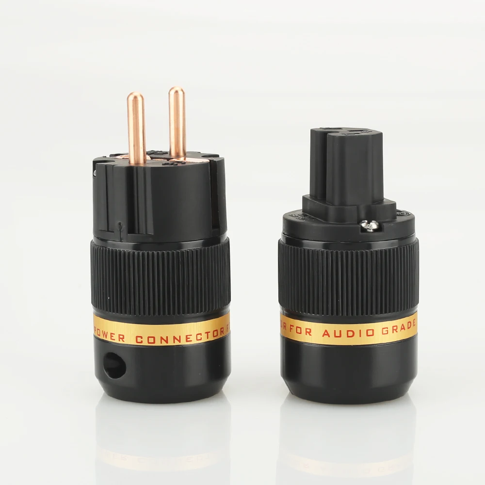 Viborg VE501+VF501 Pure Copper Schuko Power Plug Connector +IEC Female Connector Plug HIFI