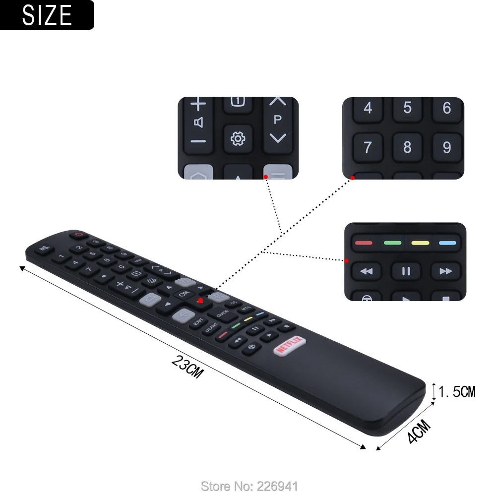 Telecomando per TCL TV 32 s6000s 40 s6000fs 43/49 U55 U65 U49P6006 U43 U65S9906 43 p20us 43 s6000fs 65 x2us 65 x4us 49 p3cfs 49 p3cf