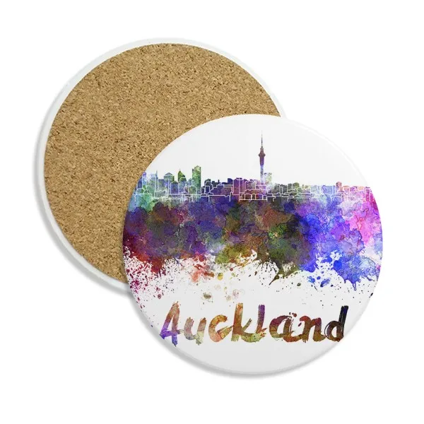 

Auckland New Zealand City Watercolor Stone Drink Ceramics Coasters for Mug Cup Gift 2pcs