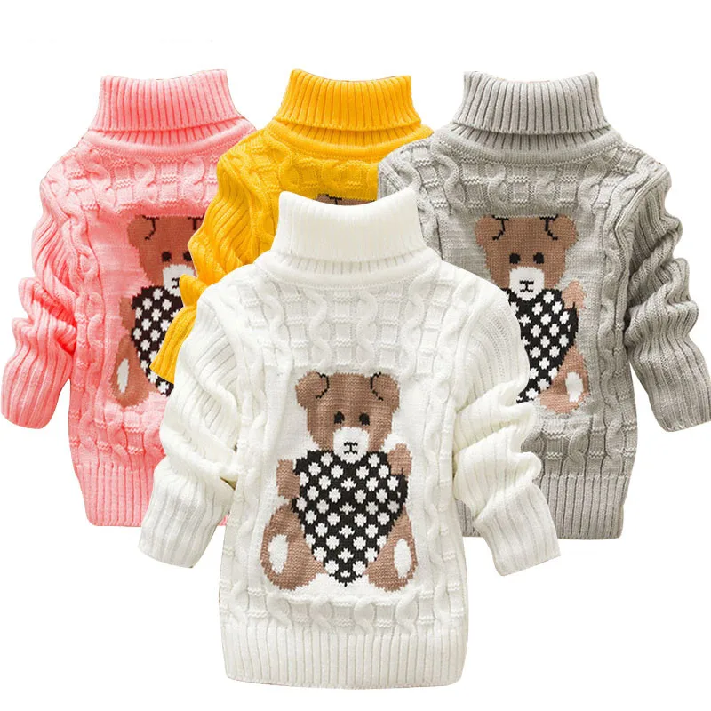 

Winter Baby Cartoon Bear Casual Basic Sweater Crewneck Thick Kids Slouchy Soft Warm Wool Clothing for Boys Girls Autumn Sweaters