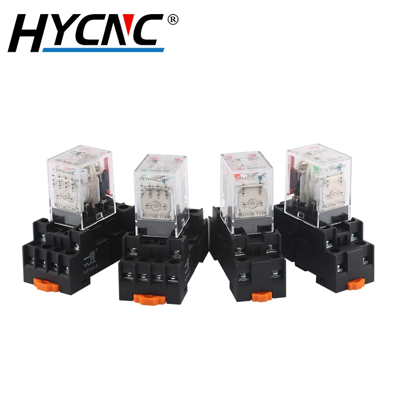 24v dc 220v ac relé intermediário pequeno relé eletromagnético 8 pinos 14 pinos bobina relé de potência com base de soquete