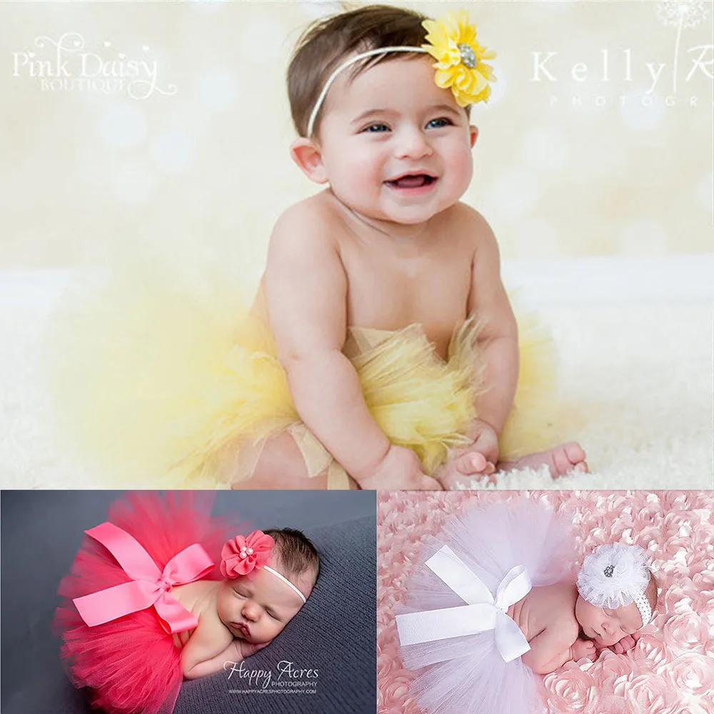 Neugeborenen Baby Feder Spitze Tutu Rock Outfits Anzug Fotografie Requisiten Baby Mädchen Kostüm Prinzessin Kopfschmuck Blume Stirnband