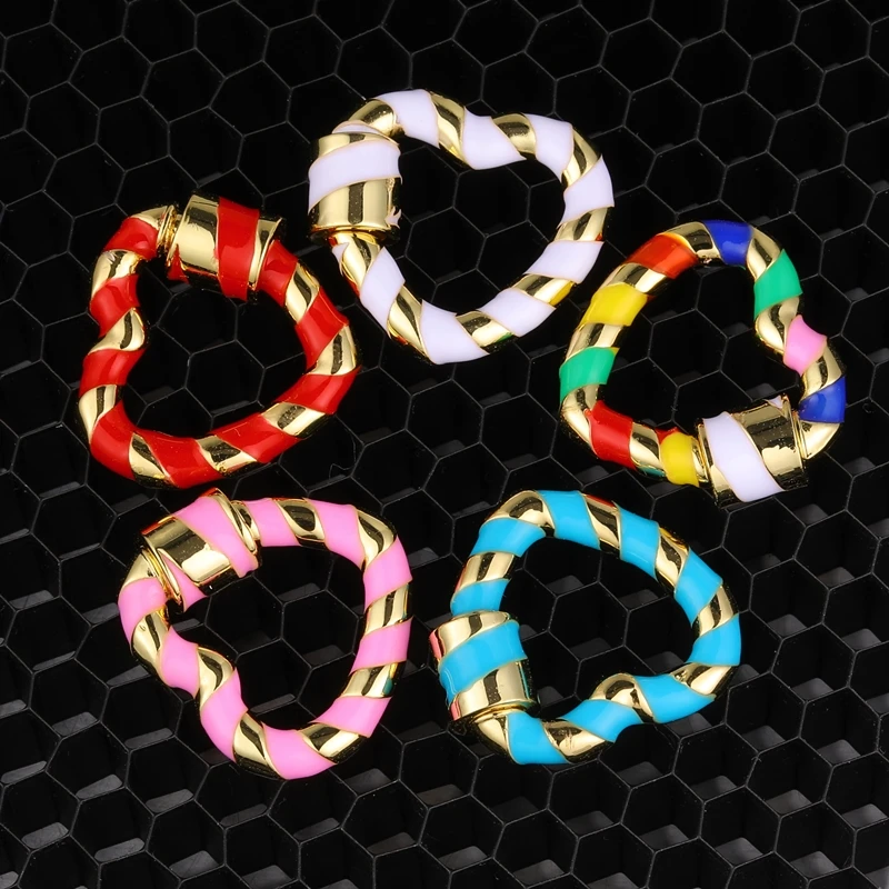 Juya DIY Enamel Accessories Handmade Multicolored Carabiner Fastener Screw Lock Clasps For Trendy Heart Pendant Jewelry Making