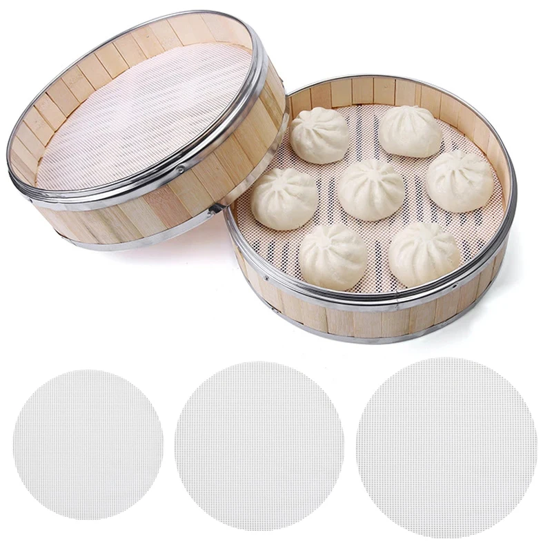 1 Stuks Siliconen Stomer Mat Non-Stick Pad Herbruikbare Ronde Broodjes Dumplings Mat Gebak Stoomboten Mat Mesh Bakmat Keukengereedschap