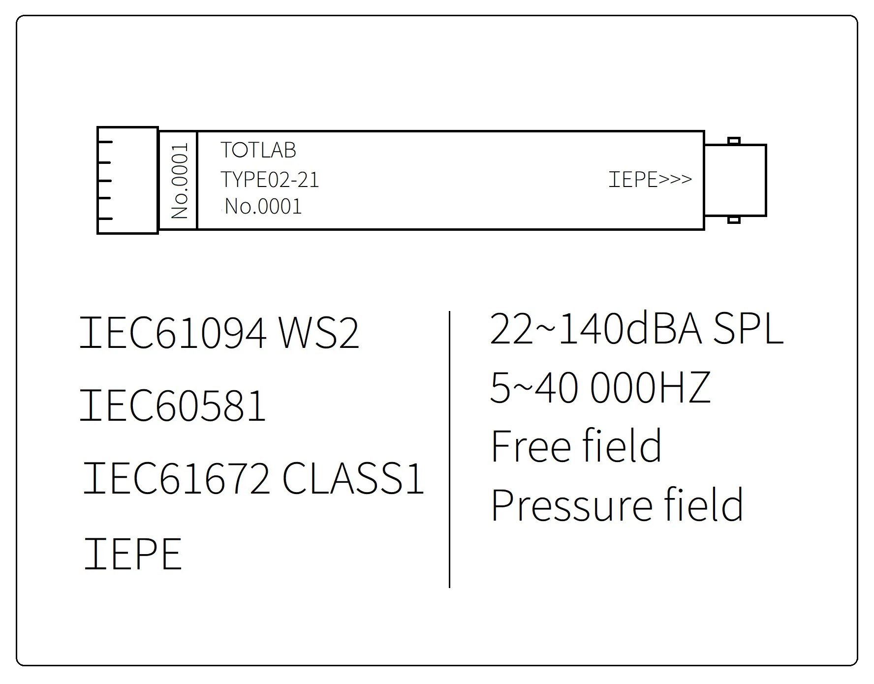 TYPE 02-21 Free Field Microphone Electroacoustic Tester Professional Measurement Microphone Microphone