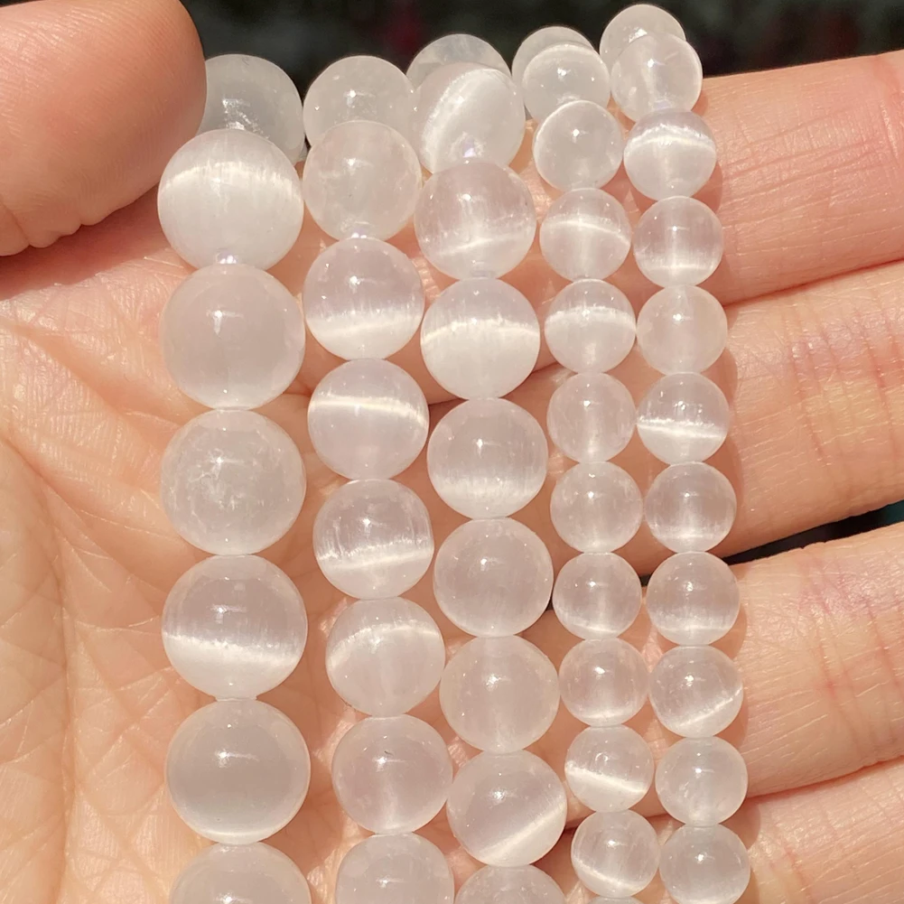 

Natural Selenite Stone Beads Round Loose Spacer Beads For Jewelry Making DIY Bracelet Handmade 6/8/10 mm