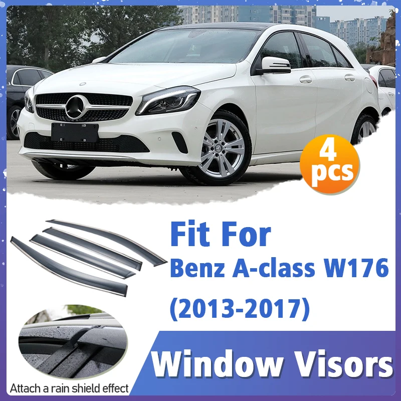 

Window Visors Guard for Benz A-class W176 2013-2017 Cover Trim Awnings Shelters Protection Guard Deflector Rain Rhield 4pcs