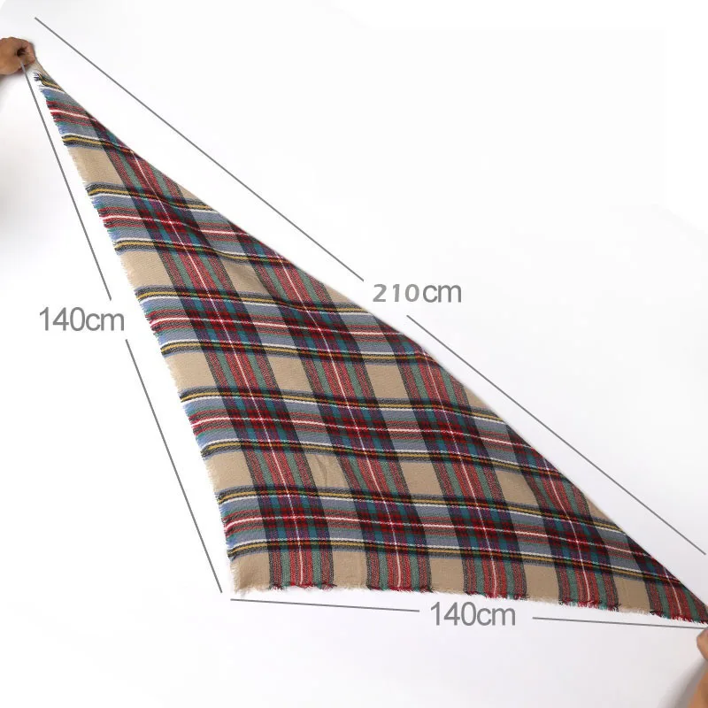 Designer brand Plaid Women Knit Winter Scarf Cashmere Pashmina Female Warm Triangle Scarves Blanket Shawls Bandana Wraps Bufanda