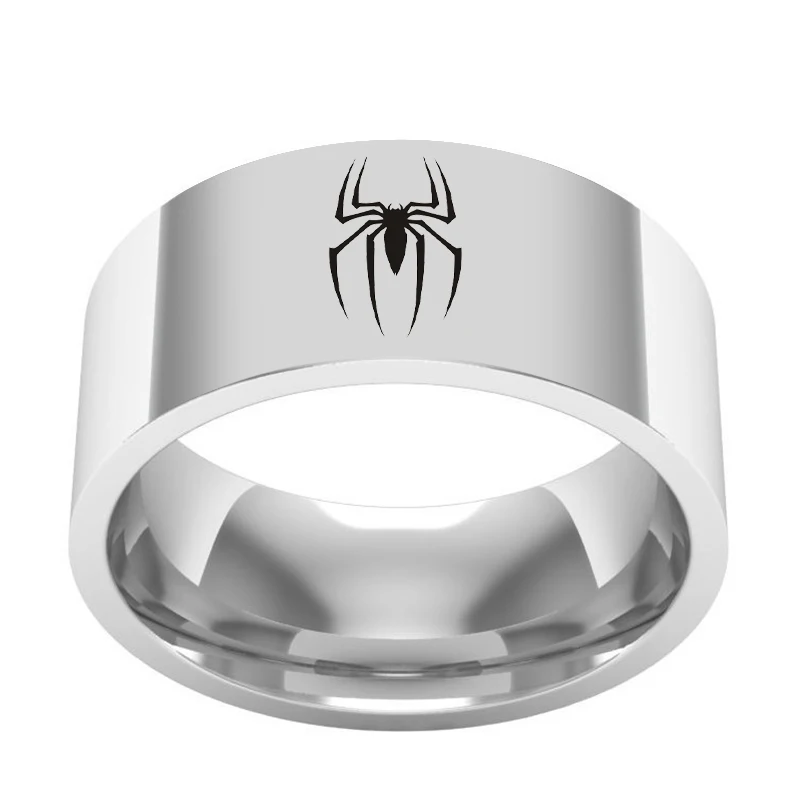 Men\'s titanium steel ring, laser skull punisher ring, men\'s jewelry, black ring
