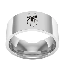 Men's titanium steel ring, laser skull punisher ring, men's jewelry, black ring