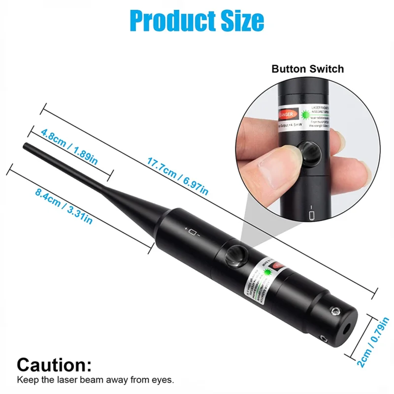 Laser Bore Sight Kit.177 .22 Caliber to .50 .64 Laser Collimator Universal Laser Boresighter Battery Included