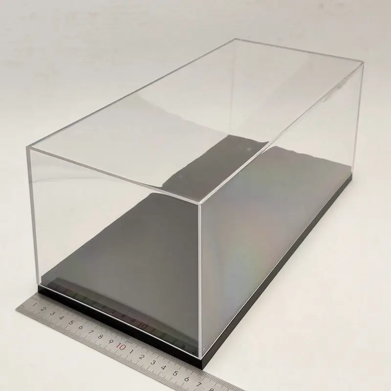 34cm Acrylic Case Display Boxes Transparent Dustproof Stand with Black Base for 1:18 Scale Car Models Toys Gifts