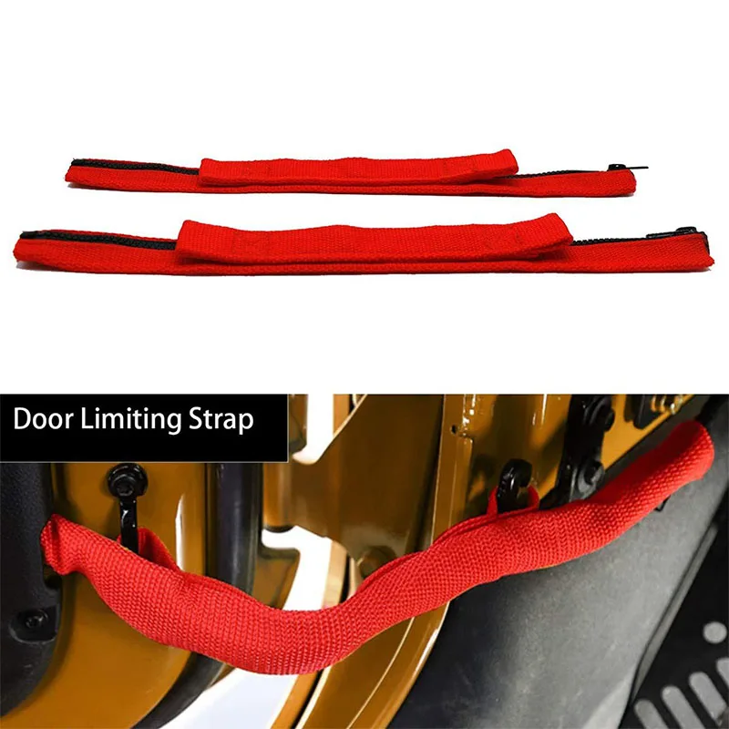 

2 Pcs Car Door Restriction Limiting Straps Protect Zipper for Jeep Wrangler JK 2007-2017 Car Door Limiting Strap Hinge Rope