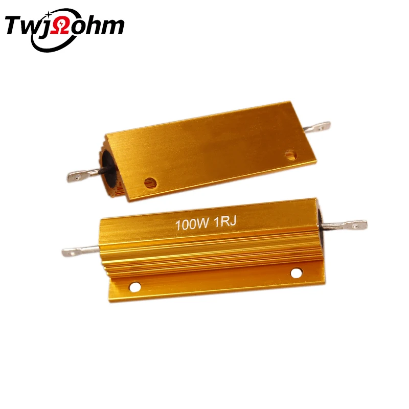 2PCS RX24-100W high power resistor 0.1R3R1R2R300R10R4R50R1K6R 0.5R 8ROhm 47R20R1K20K heat dissipation aluminum case resistor