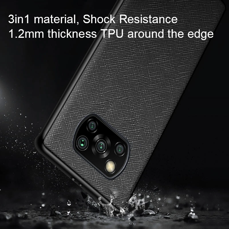 Pokrowiec na Xiaomi POCO X3 Pro funda Cross deseń skórzany pokrowiec Luxury coque for poco x3 nfc Case