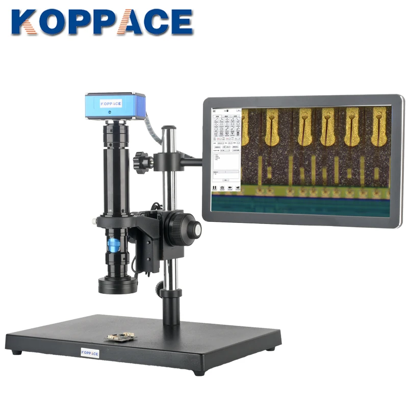 KOPPACE 30X-170X Electron Microscope HD Camera Take Pictures and Measure Continuous Zoom Lens 13.3 Inches Monitor