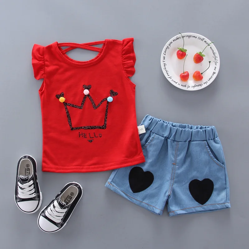 New Fashion Summer Baby Clothes Suit Children Girls Cartoon Casual Vest Shorts 2Pcs/Sets Toddler Sport Clothing Kids Tracksuits