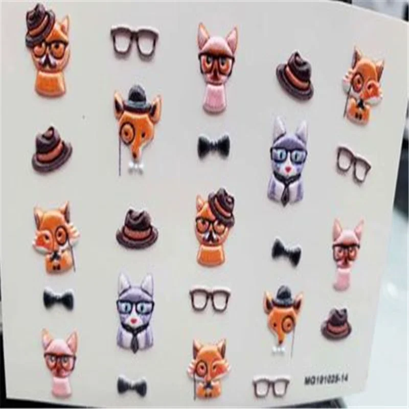 Fashion Cubic Engraved Cartons Nail Stickers for Women Girls Nail Decals Nail Art Nail Decoration Beauty Care Nail Decors DIY